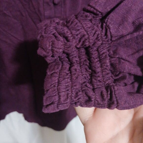 j Jill 2xl Women’s Smocked Henley Top Purple Long Sleeve Covered Buttons - Picture 6 of 9
